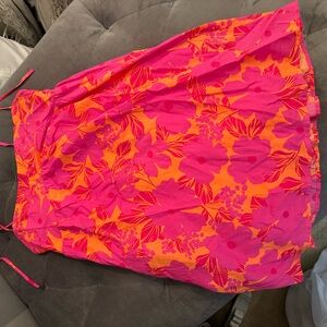 Vibrant Pink and Orange Floral Dress
